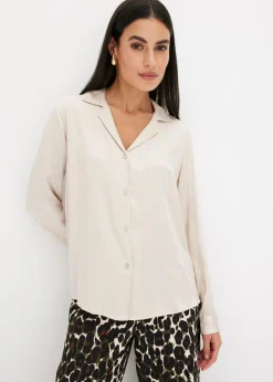 bonprix bonprix Camisas Y Blusas>Blusa de satén fino Arena claro