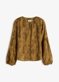 bonprix bonprix Camisas Y Blusas>Blusa de satén fluido verde oliva/verde tierra estampado