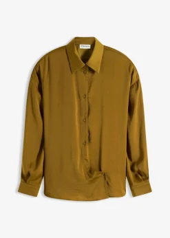bonprix bonprix Esenciales|Camisas Y Blusas>Blusa de satén fluido Verde tierra