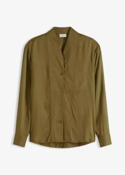bonprix bonprix Camisas Y Blusas>Blusa de satén fluido Oliva
