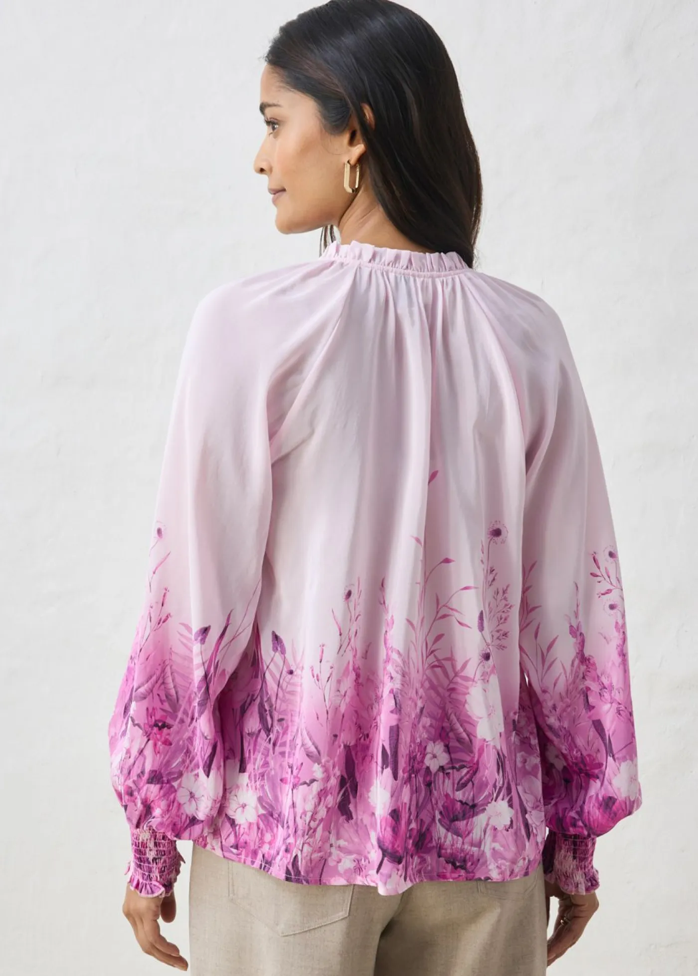 bonprix bonprix Premium|Camisas Y Blusas>Blusa de seda Rosa/orquídea claro de flores