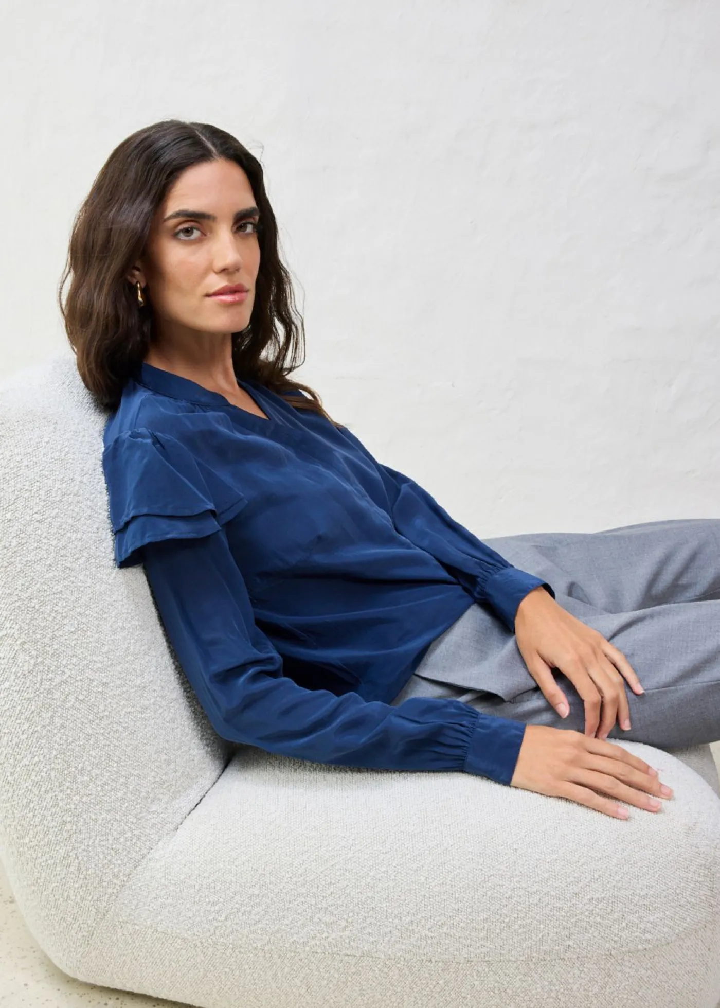 bonprix bonprix Camisas Y Blusas>Blusa de seda Azul marino