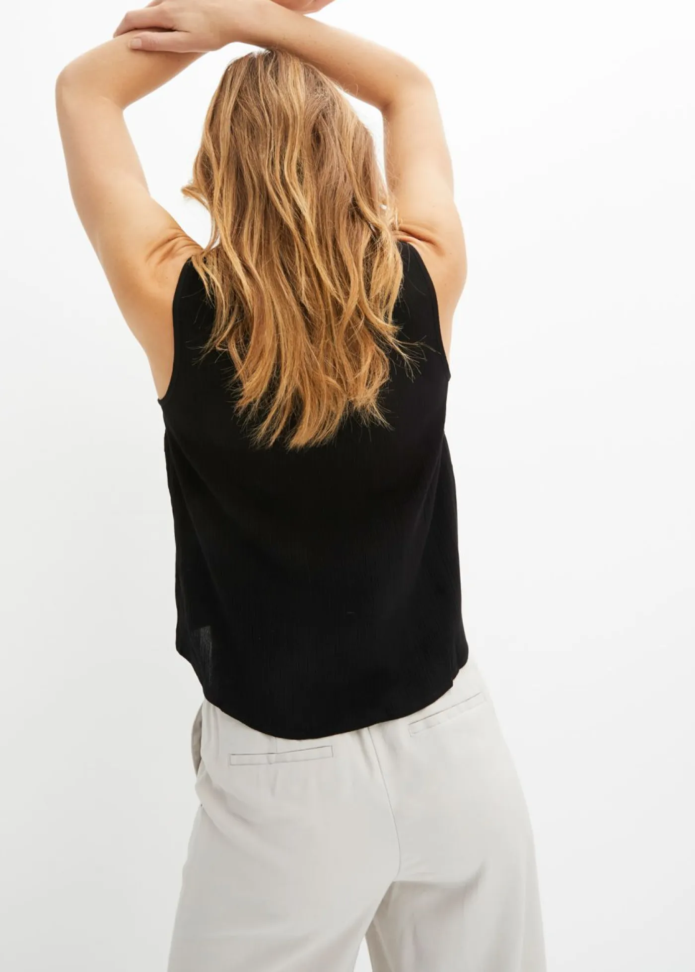 bonprix bonprix Camisas Y Blusas|Camisetas>Blusa de tejido arrugado estructurado Azul marino