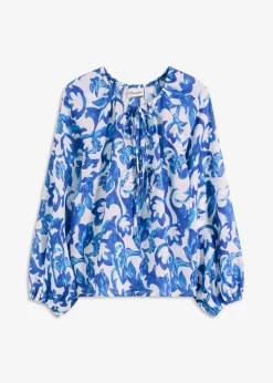 bonprix bonprix Camisas Y Blusas>Blusa de túnica estampada Blanco-azul