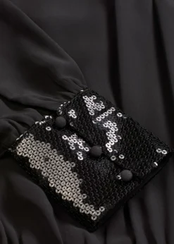 bonprix bonprix Camisas Y Blusas|Ropa Elegante>Blusa de tul fino con lentejuelas Negro