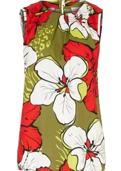 bonprix bonprix Camisas Y Blusas|Camisetas>Blusa de viscosa Fresa-caqui oscuro de flores