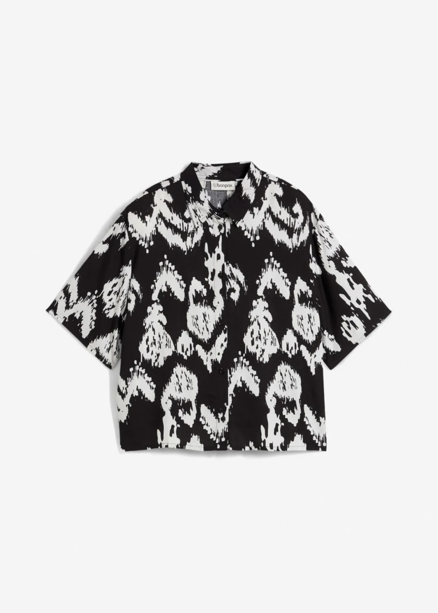 bonprix bonprix Camisas Y Blusas>Blusa de viscosa con estampado étnico Negro-blanco lana