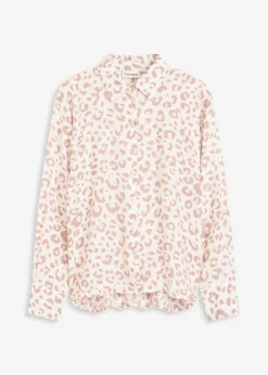 bonprix bonprix Camisas Y Blusas>Blusa de viscosa con mangas tipo murciélago Blanco lana/rosa claro/morado plateado gráfico