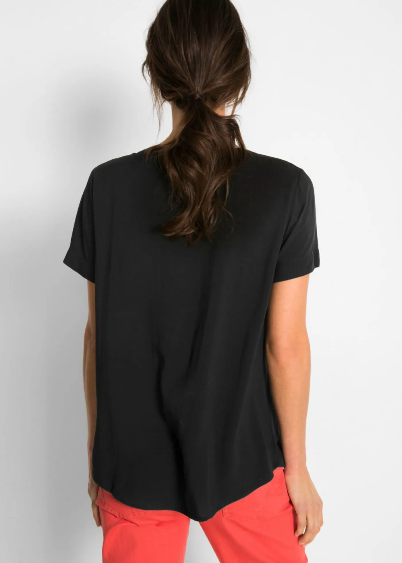 bonprix bonprix Camisas Y Blusas>Blusa de viscosa con manga corta Negro
