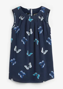 bonprix bonprix Camisas Y Blusas|Camisetas>Blusa de viscosa fluida Azul marino estampado