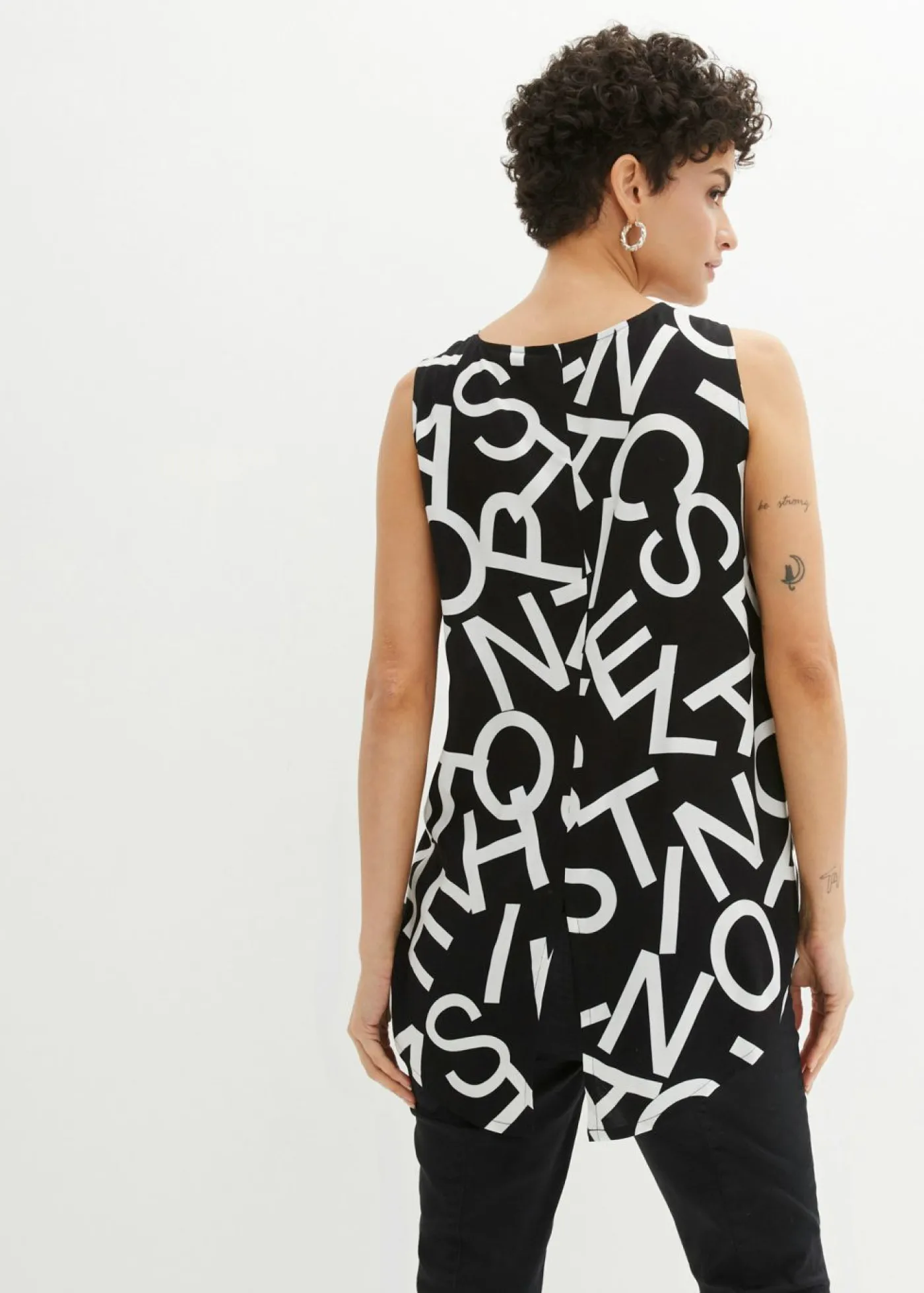 bonprix bonprix Camisas Y Blusas|Camisetas>Blusa de viscosa fluida Blanco-negro