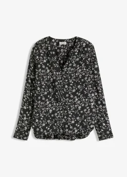 bonprix bonprix Camisas Y Blusas>Blusa de viscosa fluida Negro-blanco lana