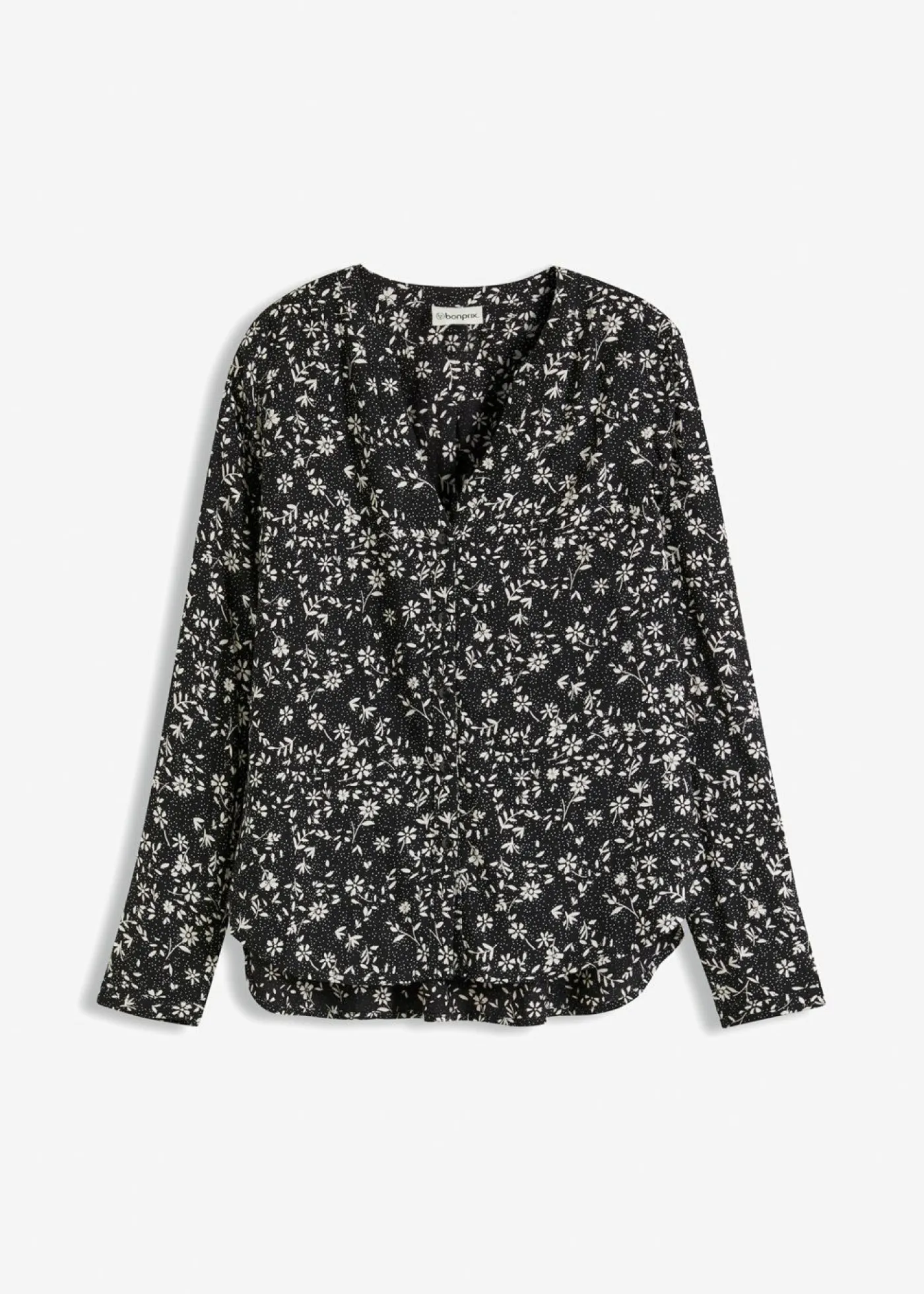 bonprix bonprix Camisas Y Blusas>Blusa de viscosa fluida Negro-blanco lana