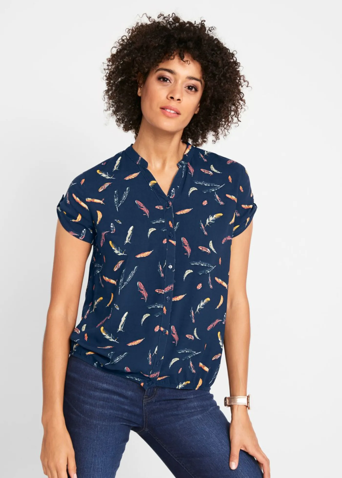 Mujer bonprix bonprix Blusa de viscosa fluida con manga corta