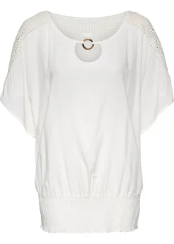 bonprix bonprix Camisas Y Blusas>Blusa de viscosa pura Blanco lana