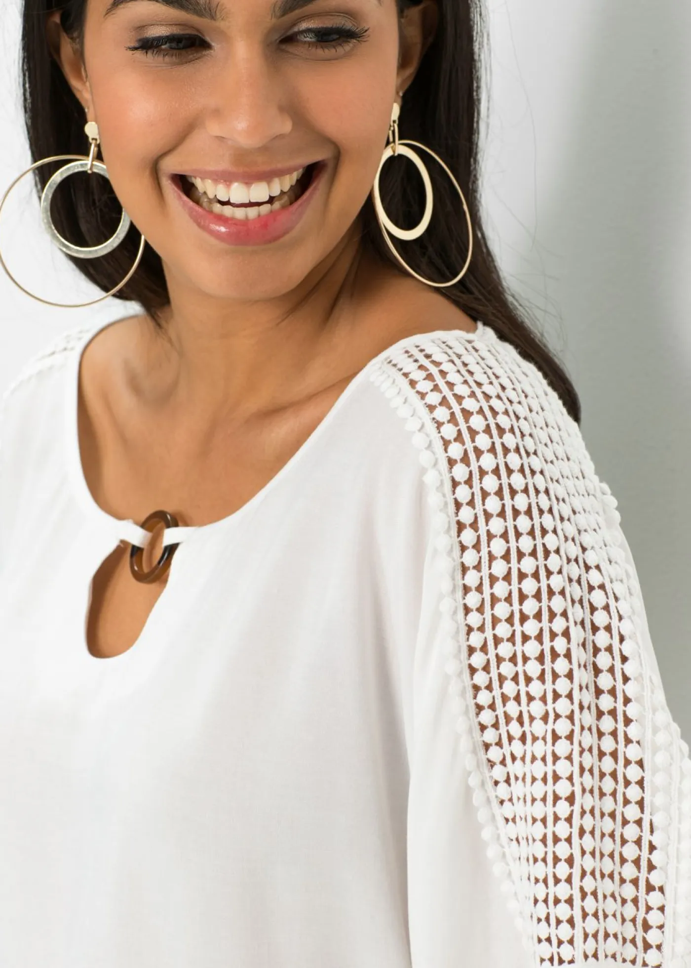 bonprix bonprix Camisas Y Blusas>Blusa de viscosa pura Blanco lana