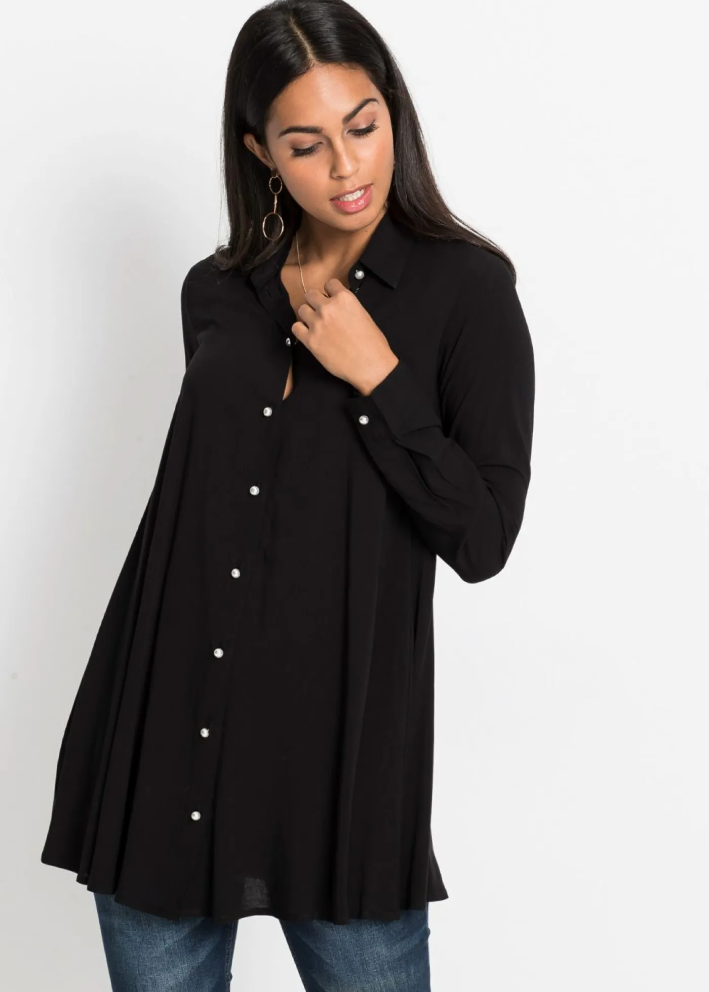 bonprix bonprix Camisas Y Blusas>Blusa de viscosa pura Negro