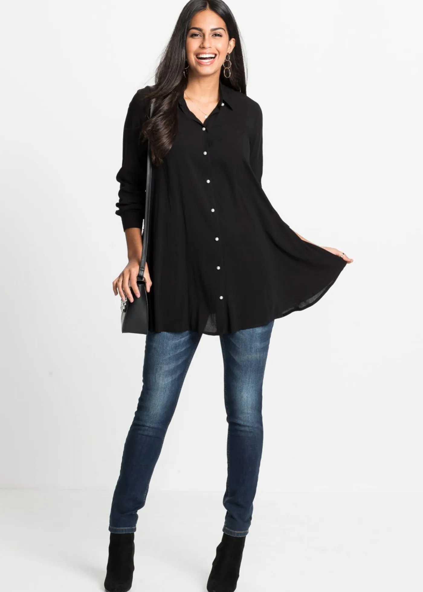 bonprix bonprix Camisas Y Blusas>Blusa de viscosa pura Negro