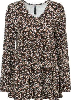 bonprix bonprix Camisetas>Blusa de viscosa sostenible negro/óxido/azul marino/blanco lana de flores