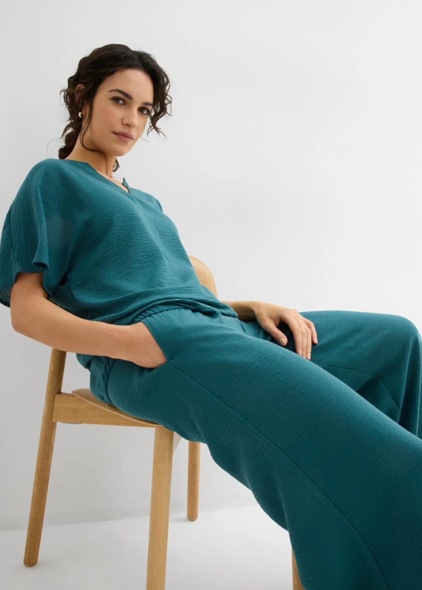 Mujer bonprix bonprix Blusa holgada con dobladillo elástico