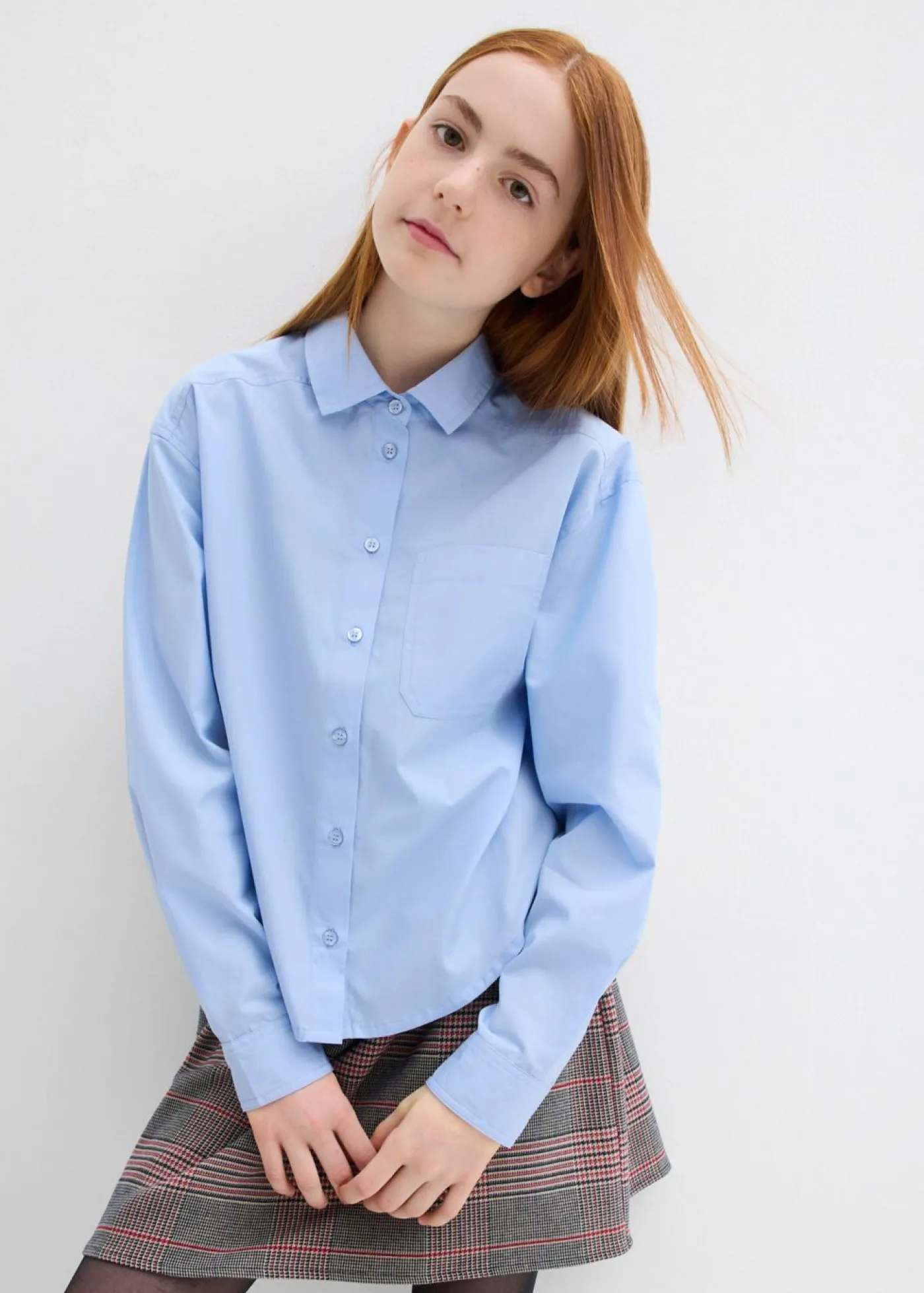 bonprix bonprix Ropa 9 A 16 Años·Camisetas Y Camisas>Blusa holgada de algodón puro Azul perla