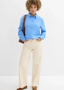Mujer bonprix bonprix Blusa holgada de mezcla de lino