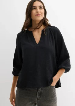 bonprix bonprix Camisas Y Blusas|Novedades>Blusa holgada de muselina Negro