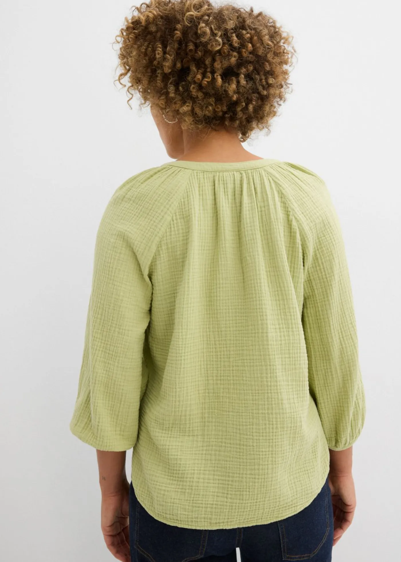 bonprix bonprix Novedades|Camisas Y Blusas>Blusa holgada de muselina Verde mineral