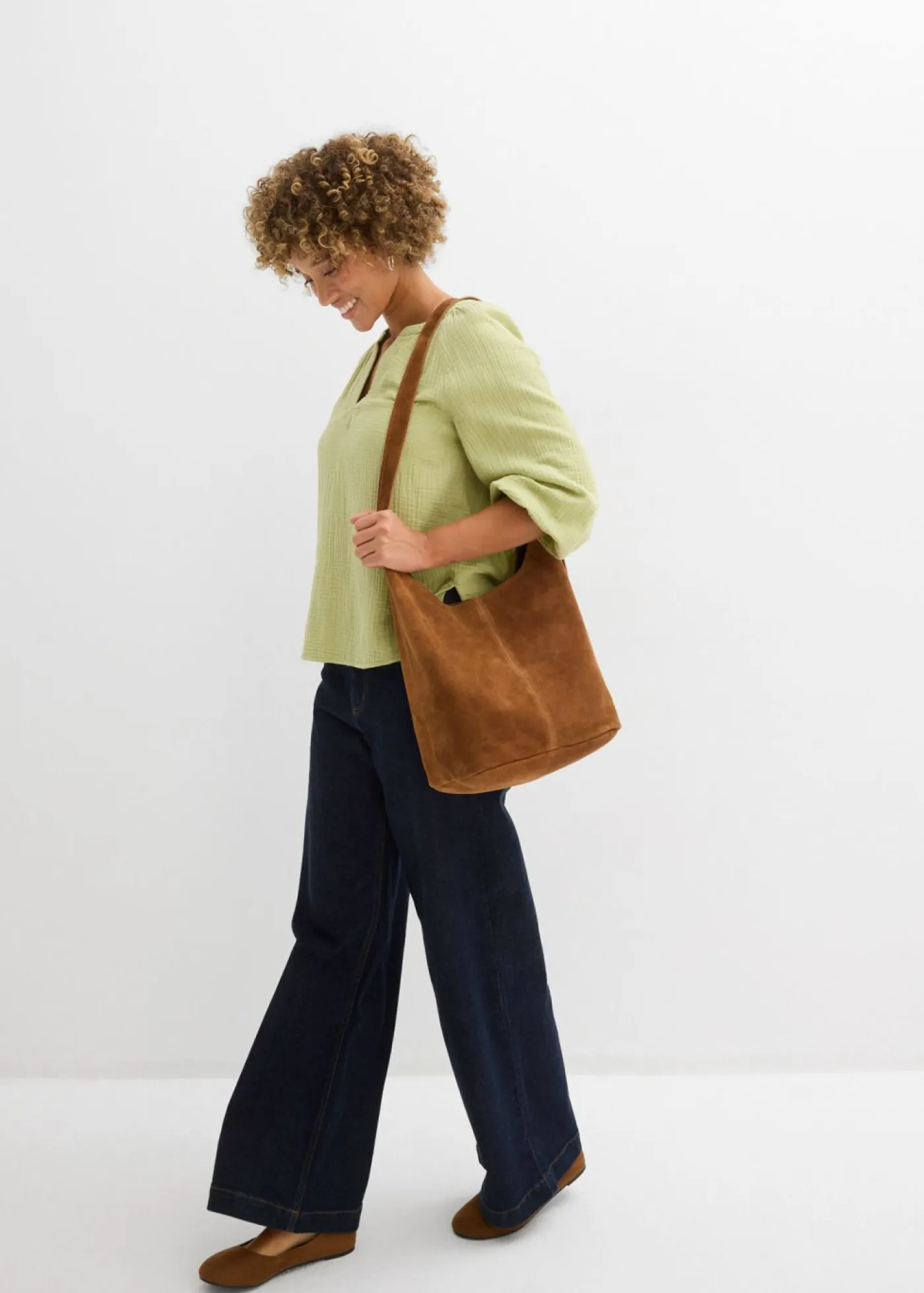 bonprix bonprix Novedades|Camisas Y Blusas>Blusa holgada de muselina Verde mineral