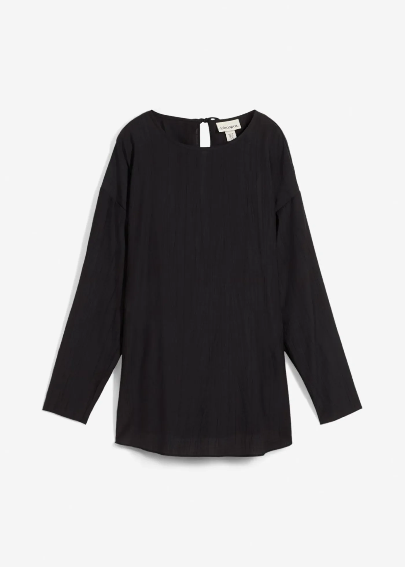 bonprix bonprix Conjuntos De Ropa|Esenciales>Blusa holgada tipo túnica de mezcla de viscosa arrugada con estructura Negro
