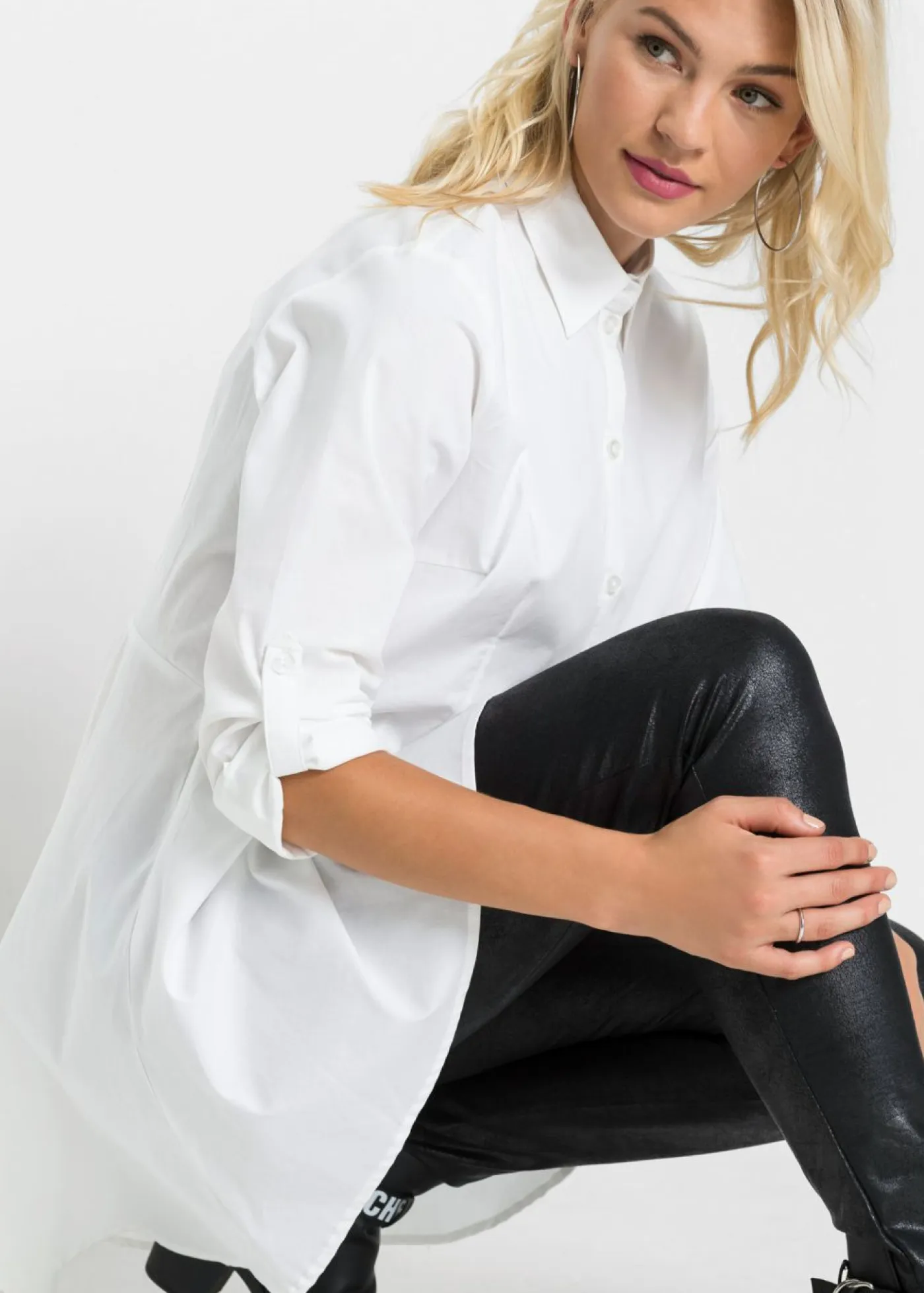bonprix bonprix Camisas Y Blusas>Blusa larga con volante Blanco