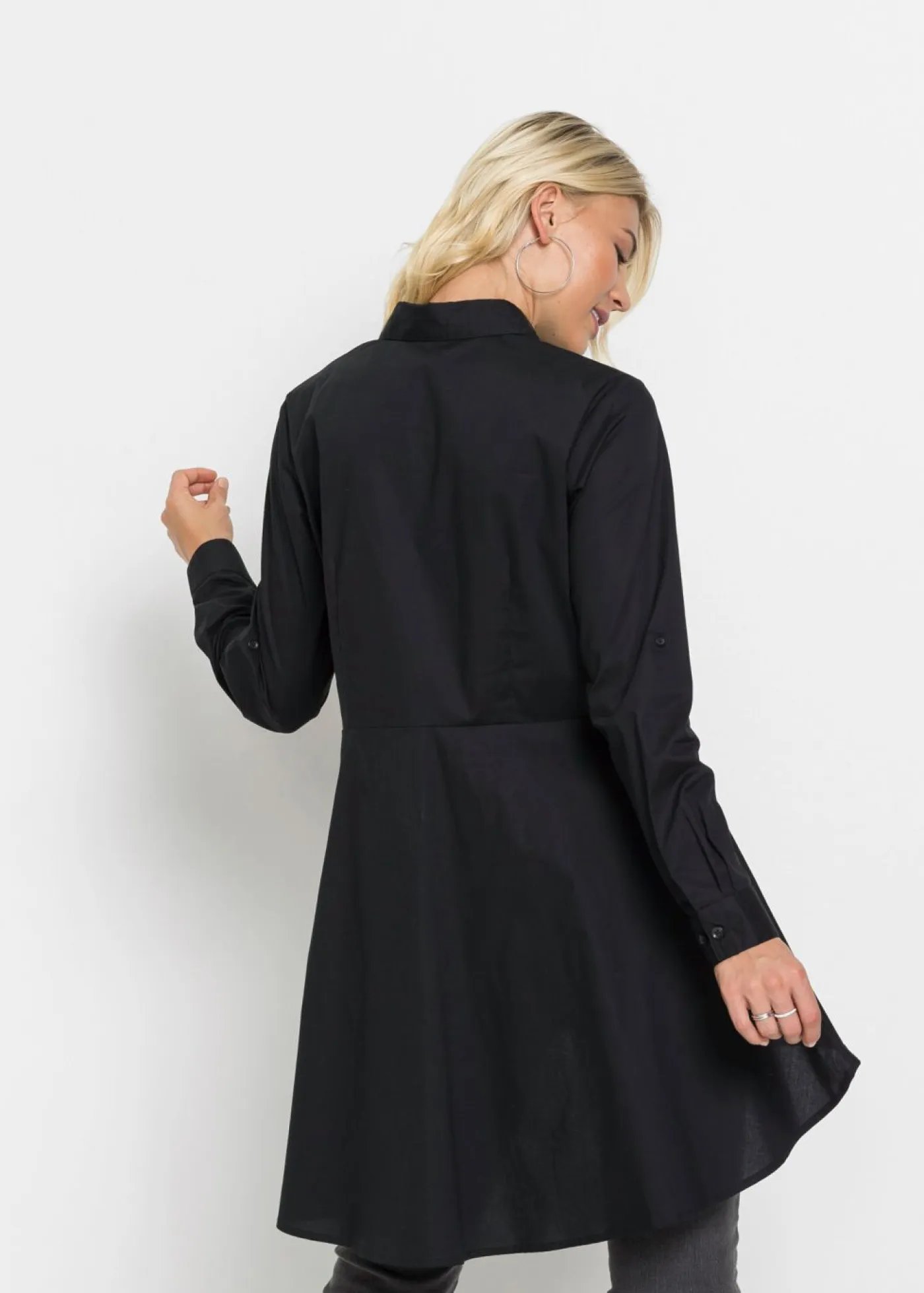 bonprix bonprix Camisas Y Blusas>Blusa larga con volante Negro