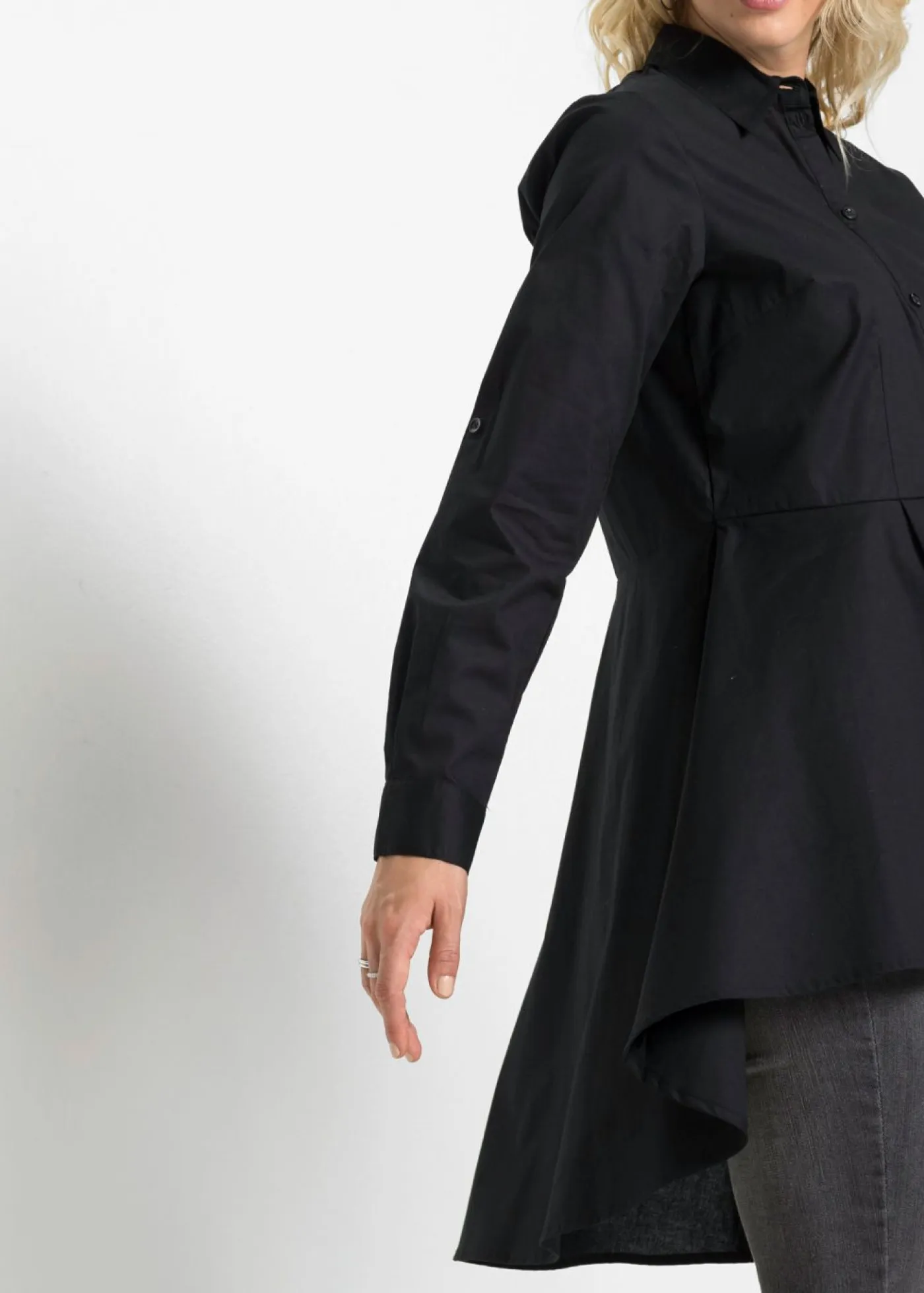 bonprix bonprix Camisas Y Blusas>Blusa larga con volante Negro