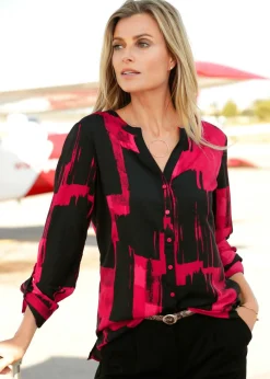 Mujer bonprix bonprix Blusa larga de gasa con estampado
