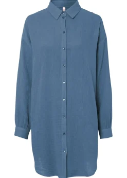 bonprix bonprix Camisas Y Blusas|Novedades>Blusa larga de muselina con corte holgado Denim