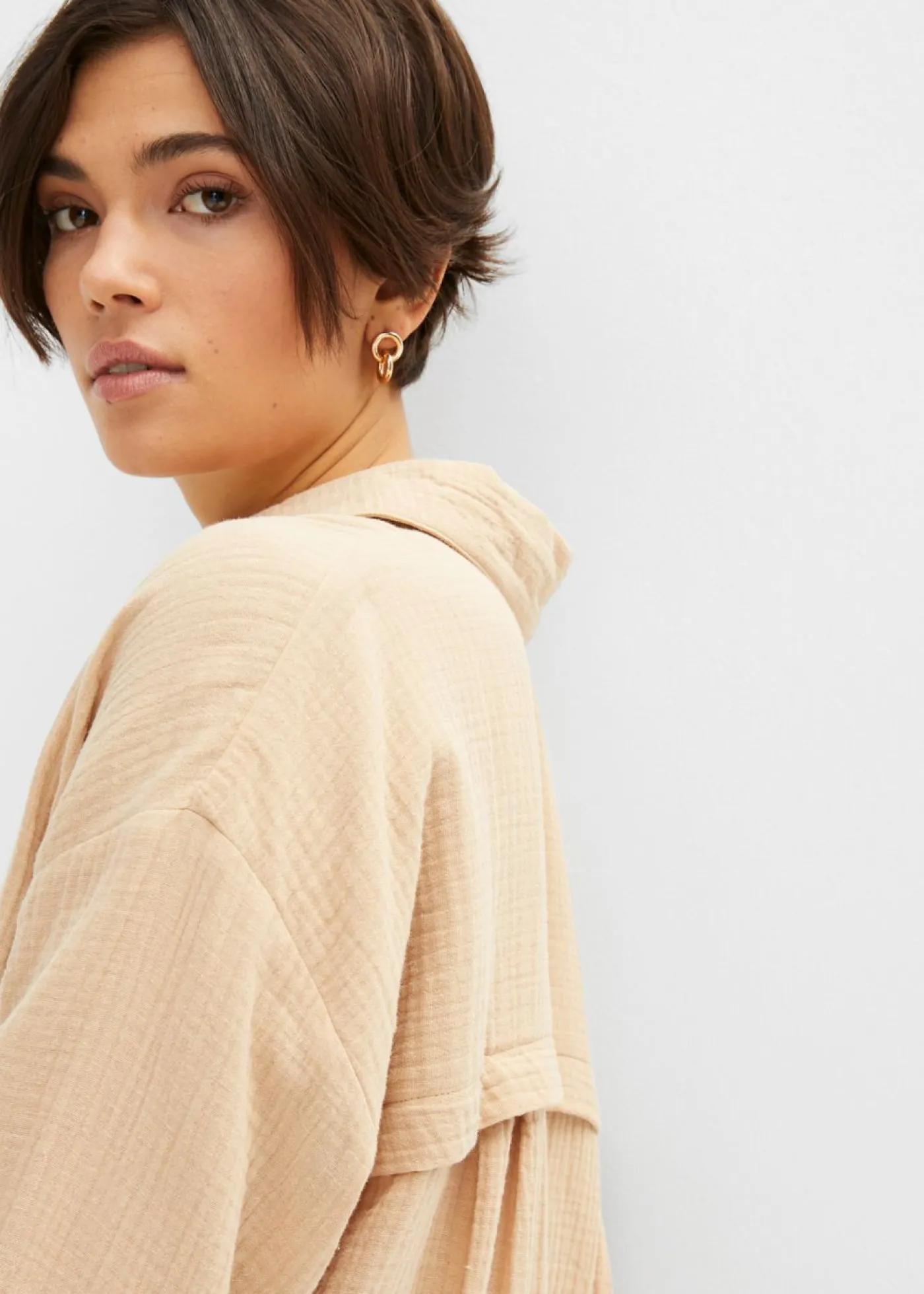 bonprix bonprix Camisas Y Blusas|Novedades>Blusa larga de muselina con corte holgado Café con leche