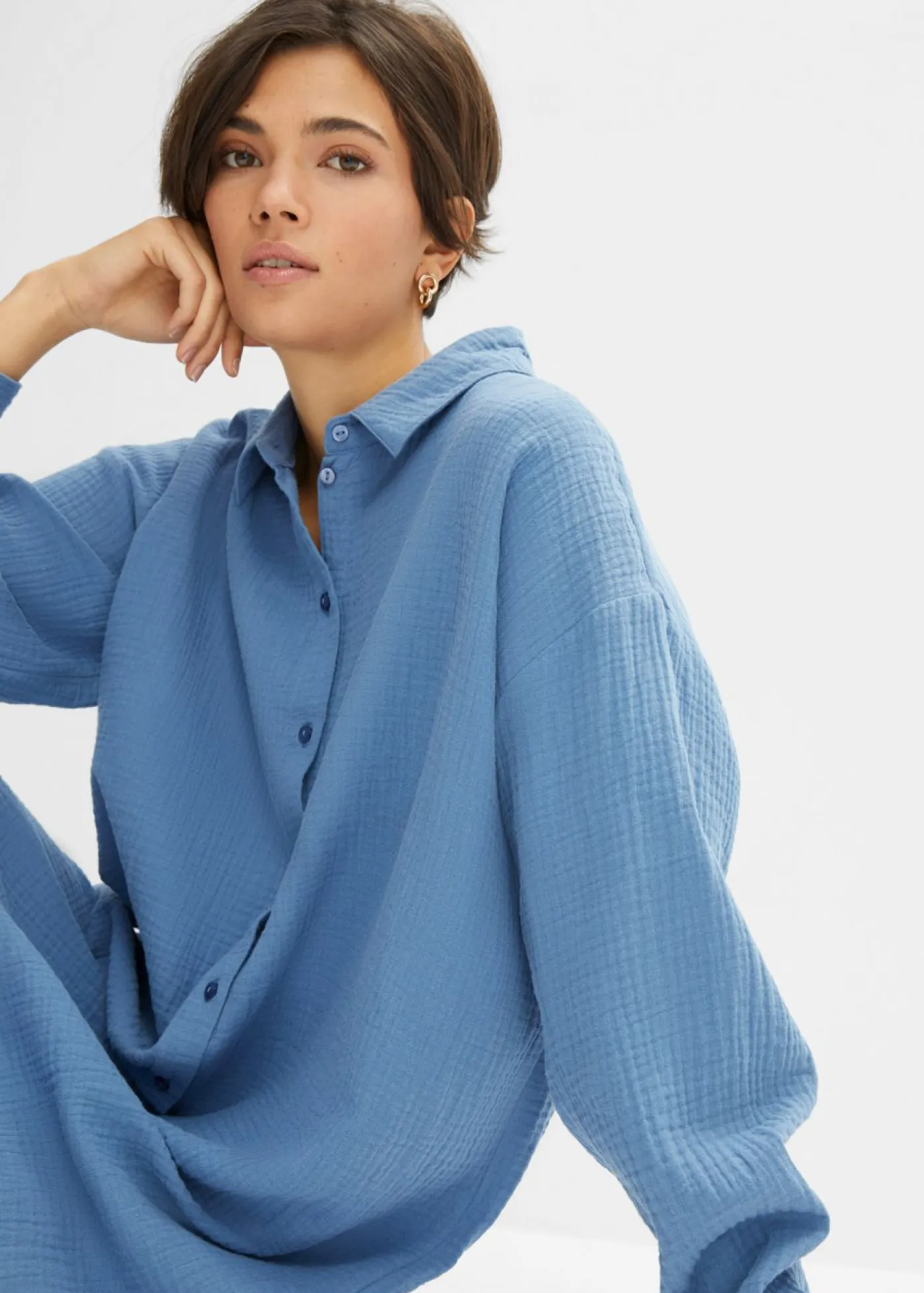 Mujer bonprix bonprix Blusa larga de muselina con corte holgado