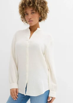 bonprix bonprix Camisas Y Blusas|Novedades>Blusa larga de muselina ligera Blanco lana