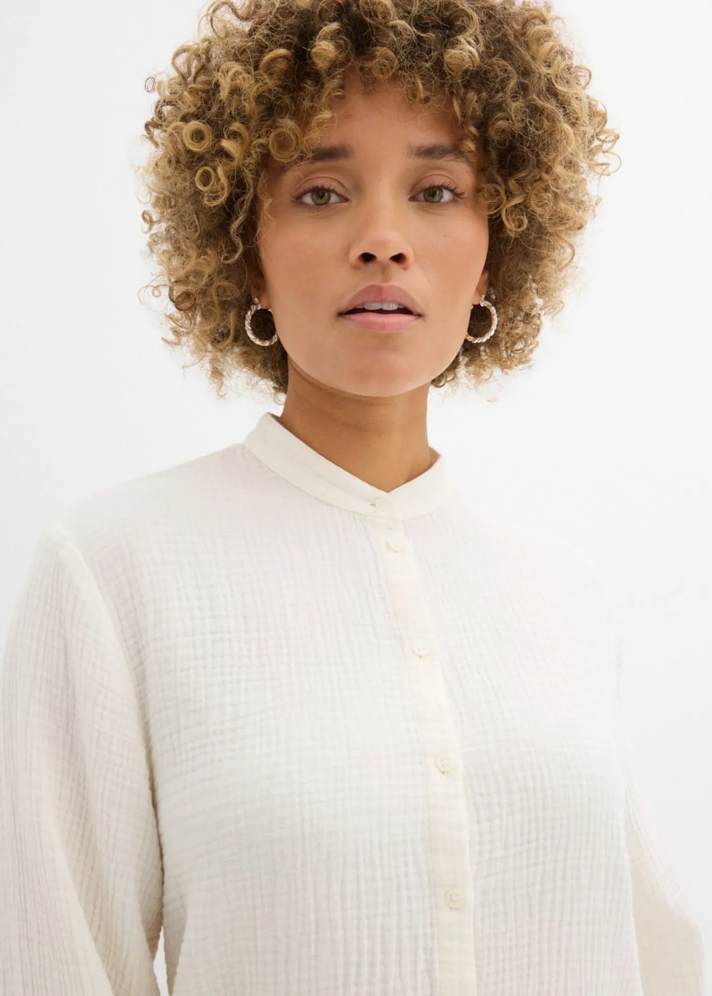 bonprix bonprix Camisas Y Blusas|Novedades>Blusa larga de muselina ligera Blanco lana