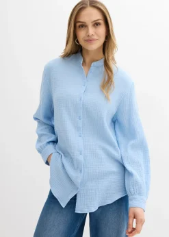 bonprix bonprix Camisas Y Blusas|Novedades>Blusa larga de muselina ligera Azul claro