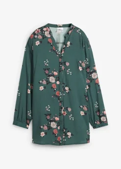 bonprix bonprix Camisas Y Blusas>Blusa larga de viscosa fluida Verde eucalipto de flores