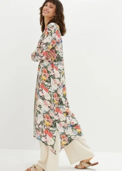 bonprix bonprix Camisas Y Blusas>Blusa larga de viscosa fluida Verde oliva con estampado de flores