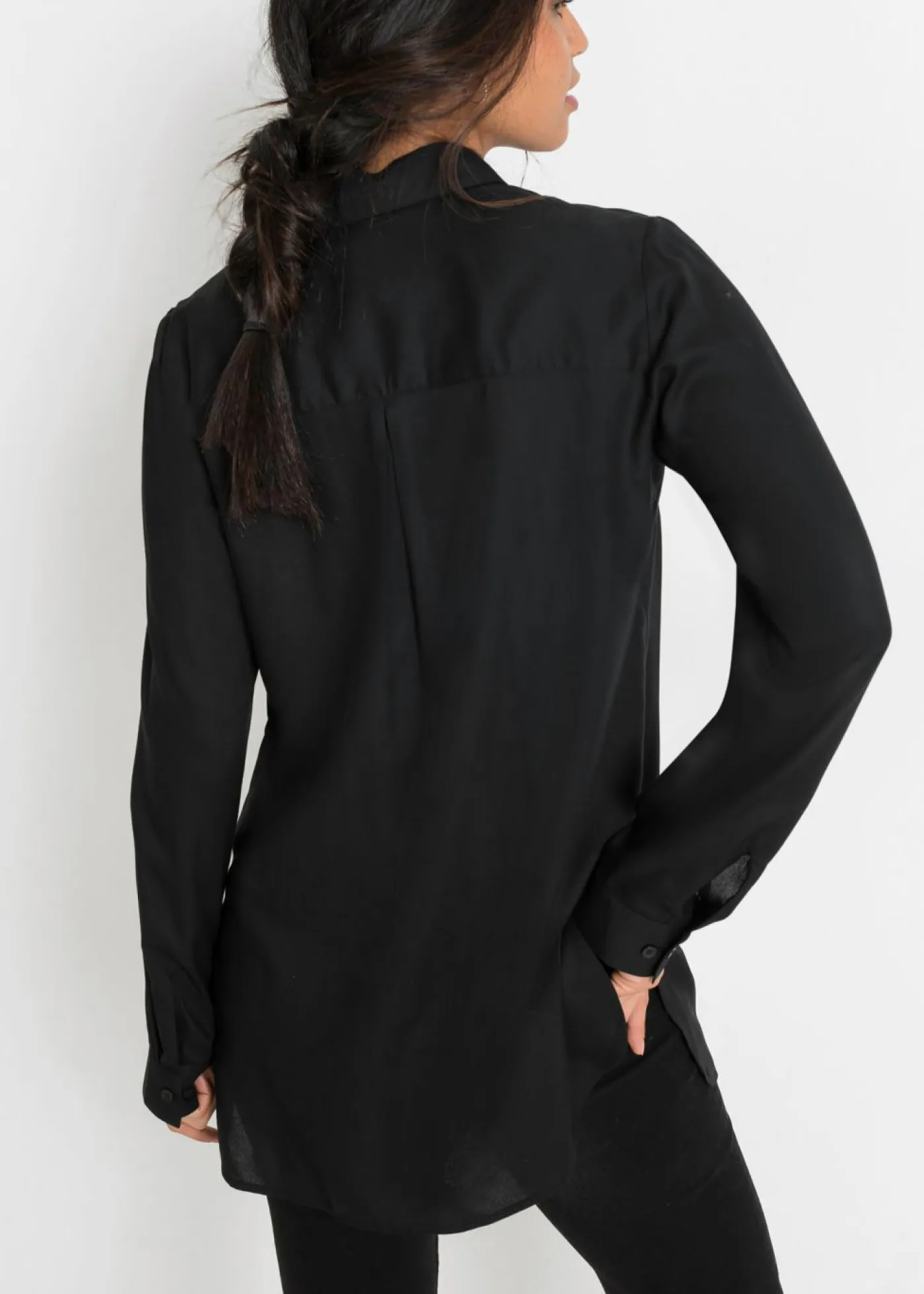 bonprix bonprix Camisas Y Blusas>Blusa larga de viscosa pura Negro