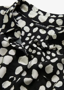 bonprix bonprix Camisas Y Blusas>Blusa larga estampada de viscosa fluida negro / crema suave topos