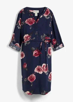 bonprix bonprix Premamá>Blusa larga premamá/de lactancia azul marino con flores
