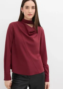 bonprix bonprix Esenciales|Camisas Y Blusas>Blusa ligeramente brillante rojo avellana