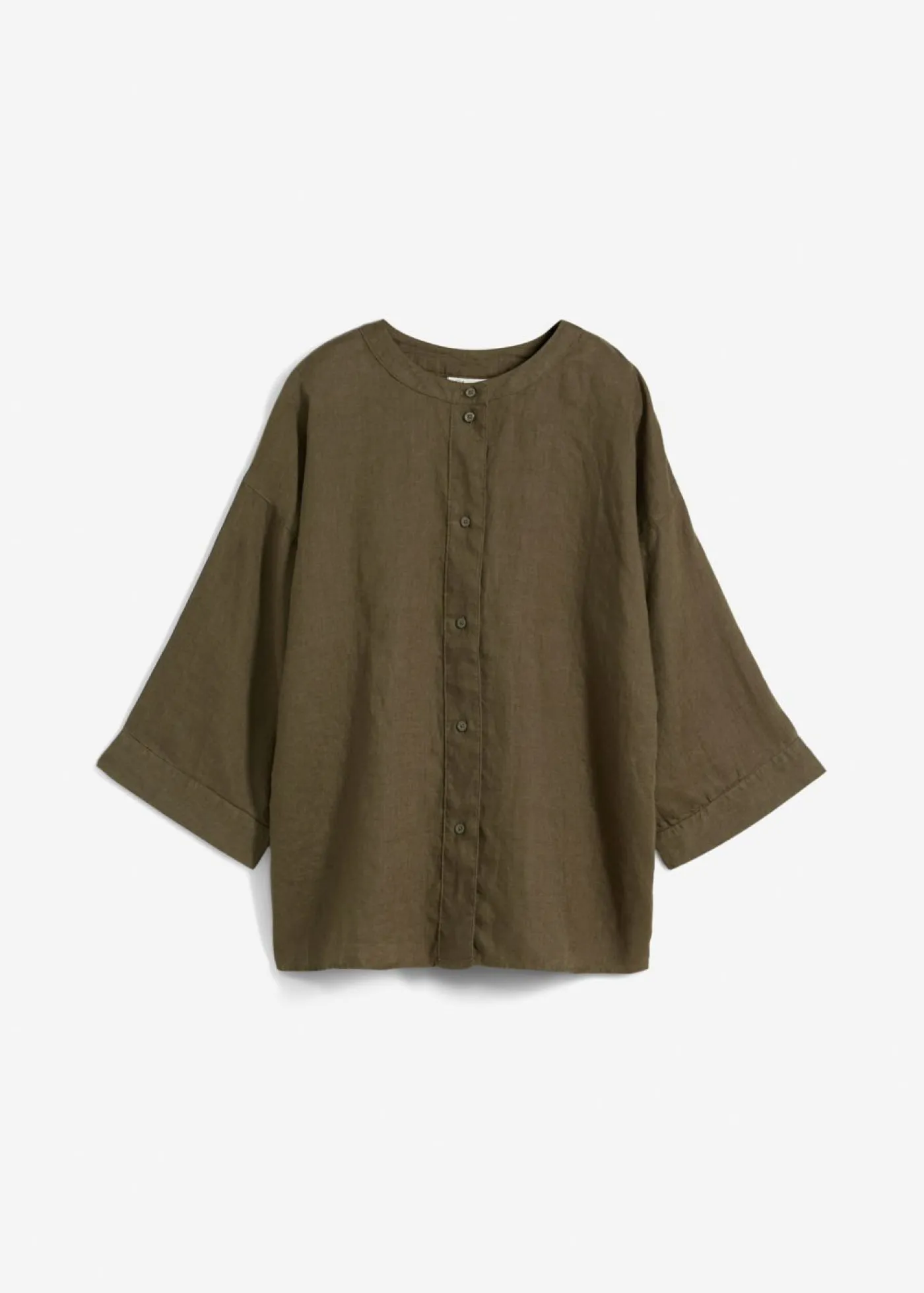 bonprix bonprix Premium|Camisas Y Blusas>Blusa oversize de lino puro Verde oliva oscuro