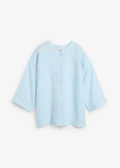 bonprix bonprix Premium|Camisas Y Blusas>Blusa oversize de lino puro Azul hielo