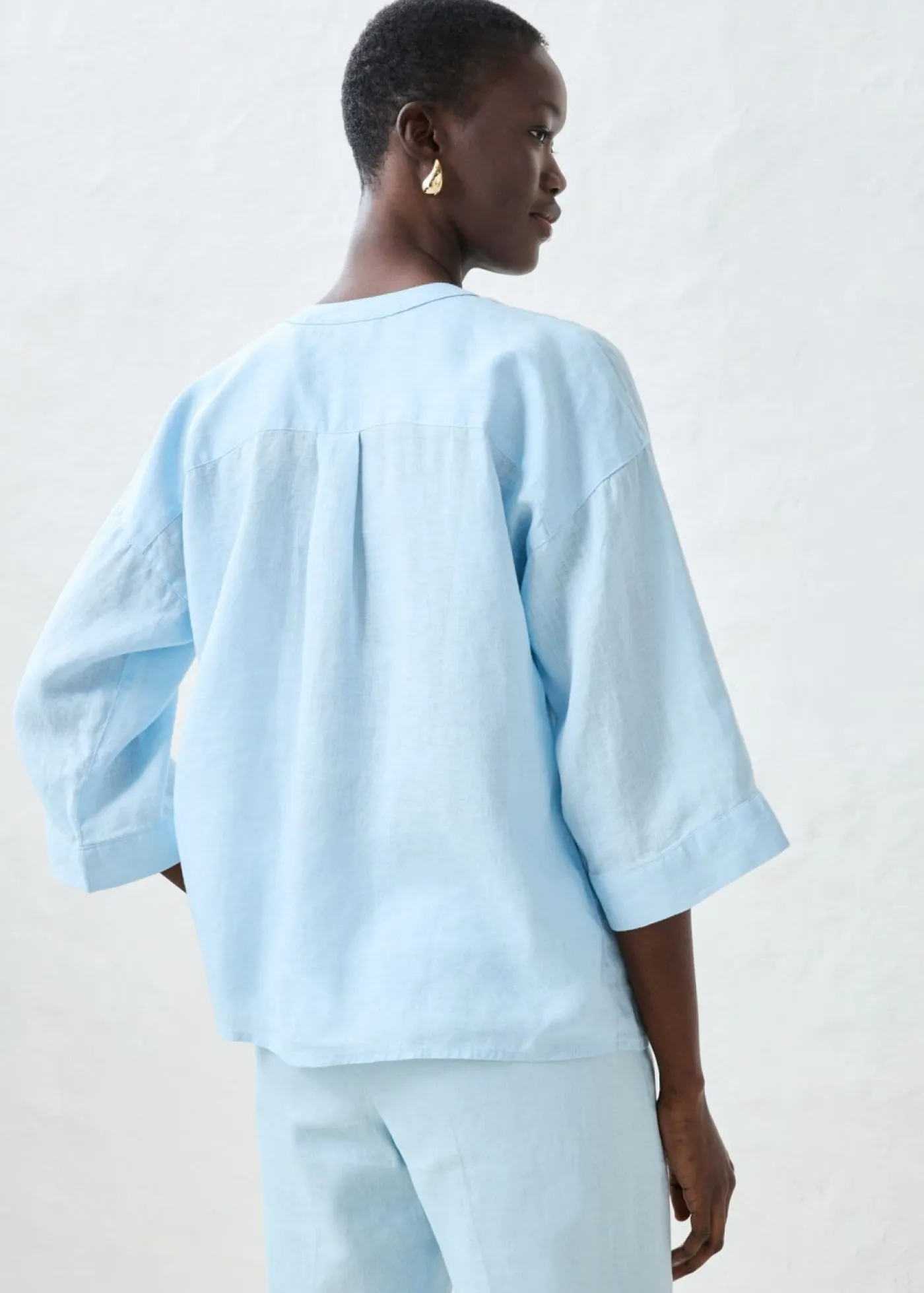 bonprix bonprix Premium|Camisas Y Blusas>Blusa oversize de lino puro Azul hielo