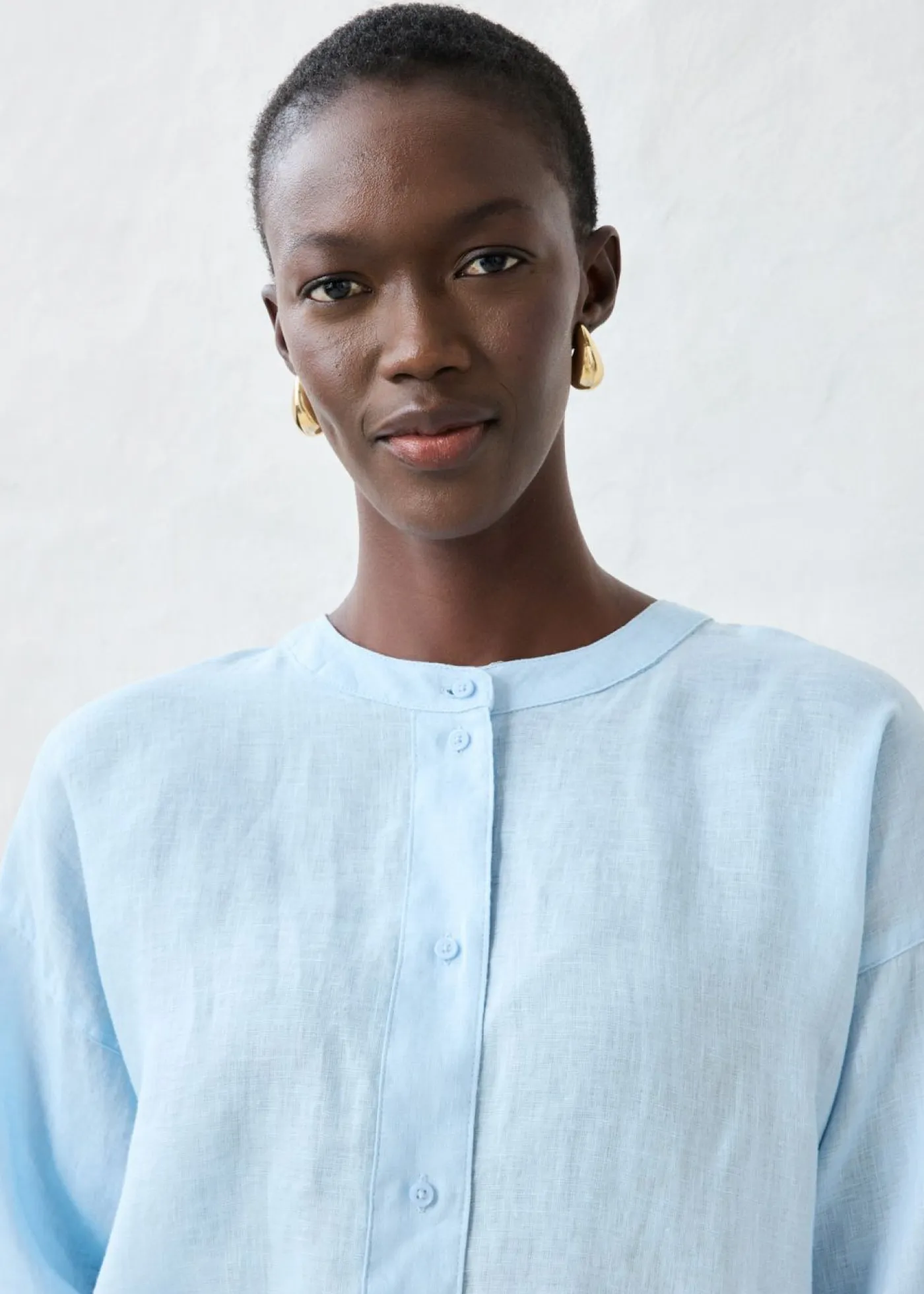 bonprix bonprix Premium|Camisas Y Blusas>Blusa oversize de lino puro Azul hielo